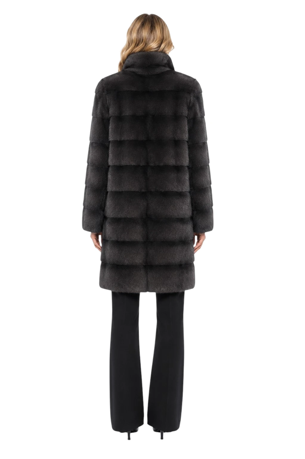 Grau-schwarze Echtpelzjacke Olivia aus hochwertigem Nerzfell