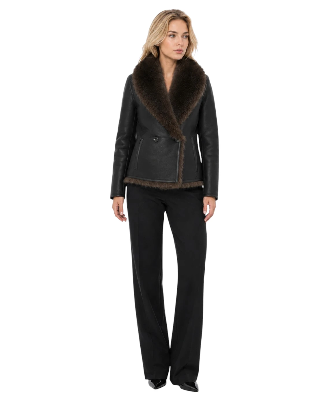 Beate Damenjacke für Herbst und Winter mit glatter Außenseite und weicher Fellseite