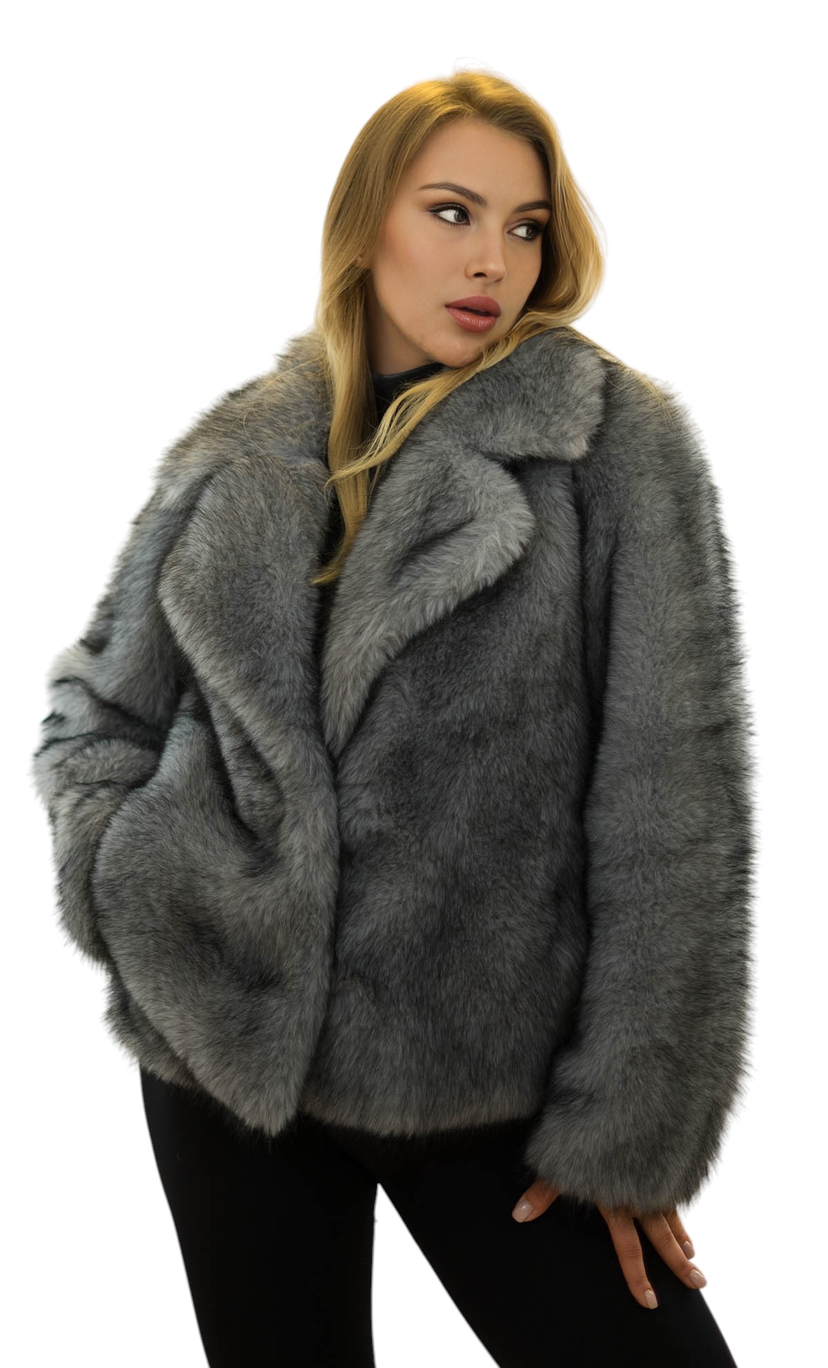 Damenjacke Andrea Fake Fur Kunstfell Silberfuchs