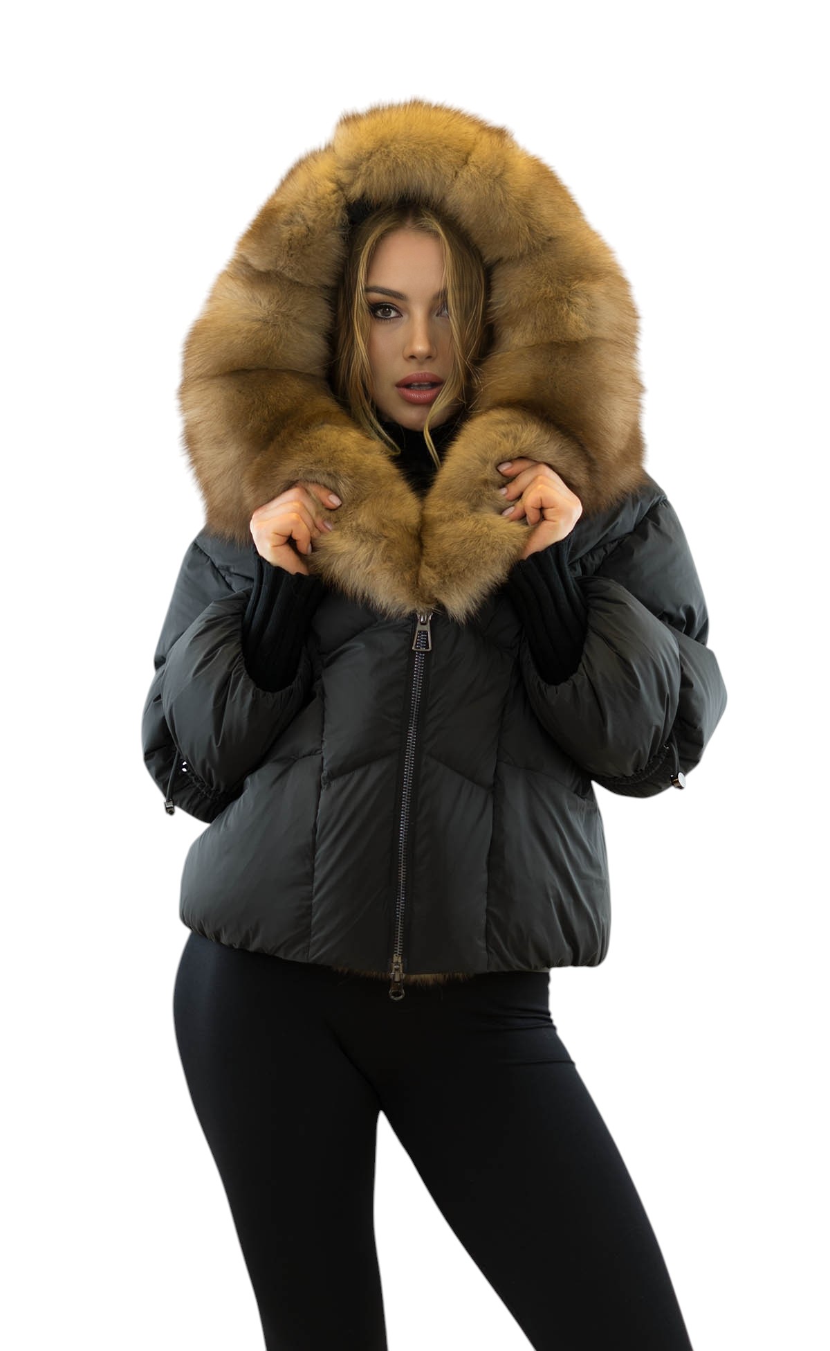 Kurze Daunenjacke Lea Damenjacke mit Echtfell