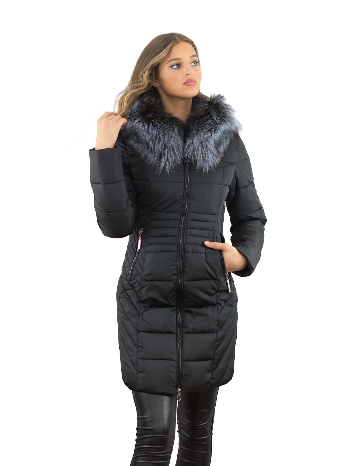 Parka mit xxlpelzkragen aus Silberfuchs
