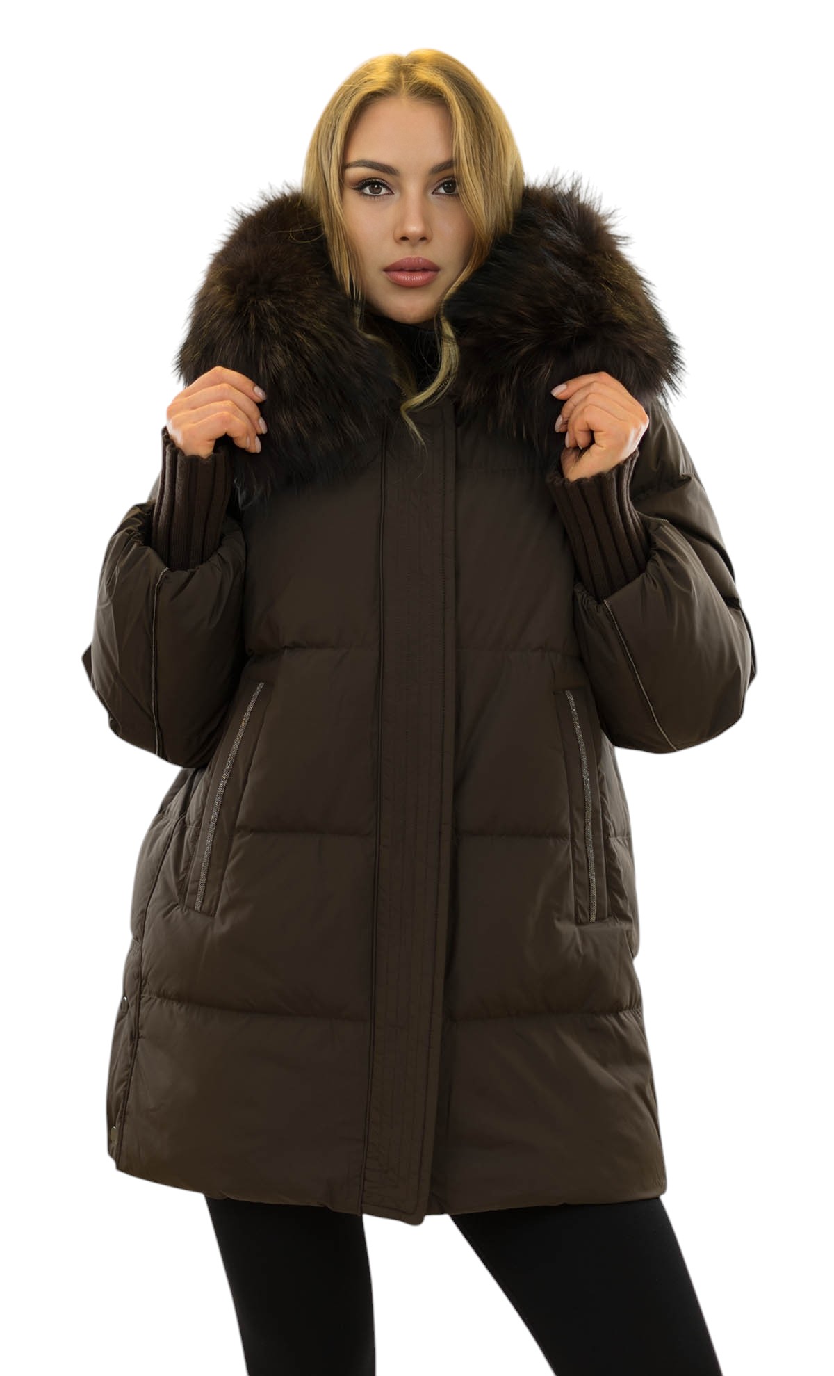 Daunenjacke Mara mit Echtfellkragen für Damen