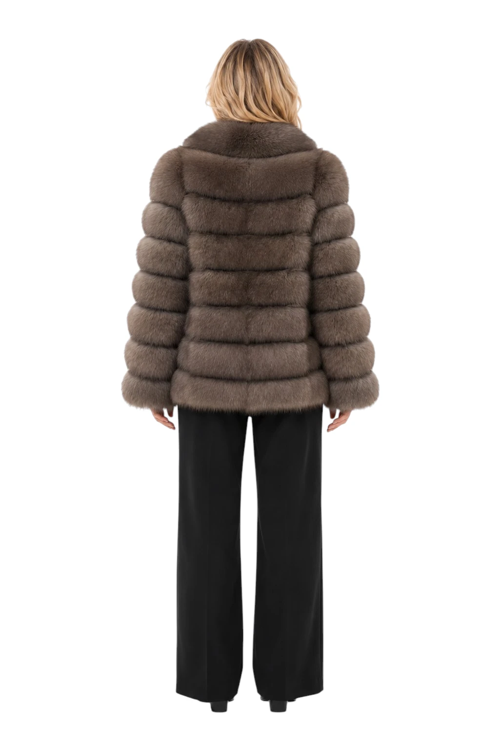 Kurze Damen Pelzjacke Liv in Beigegrau aus Fuchsfell