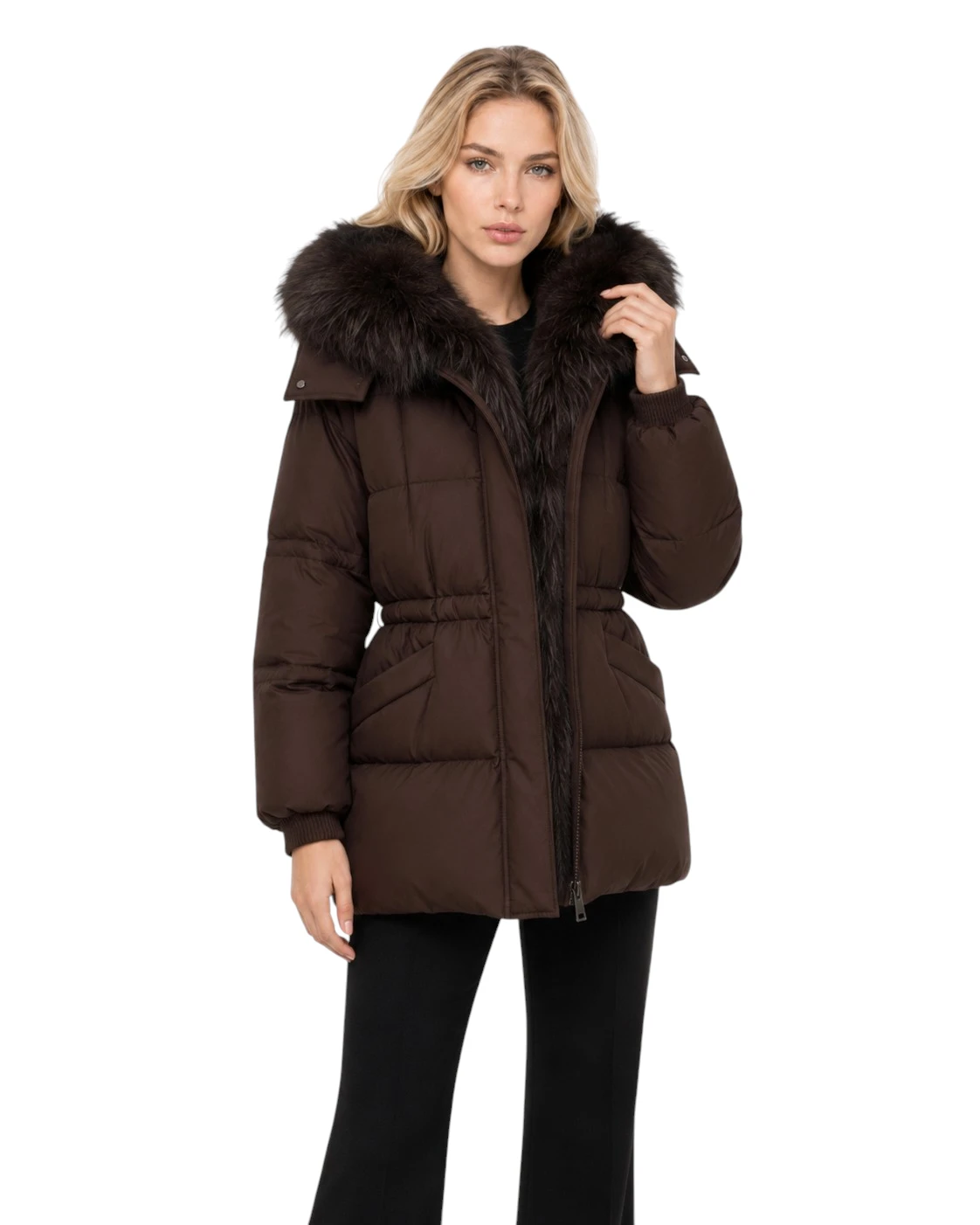 Bordeaux Damen Winterparka Aki mit abnehmbarem Echtfellkragen