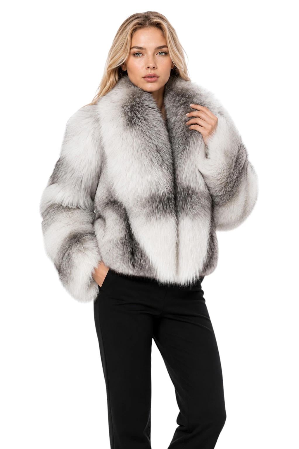 Damen Pelzjacke Katrin aus Fuchs Naturfell in Weiß
