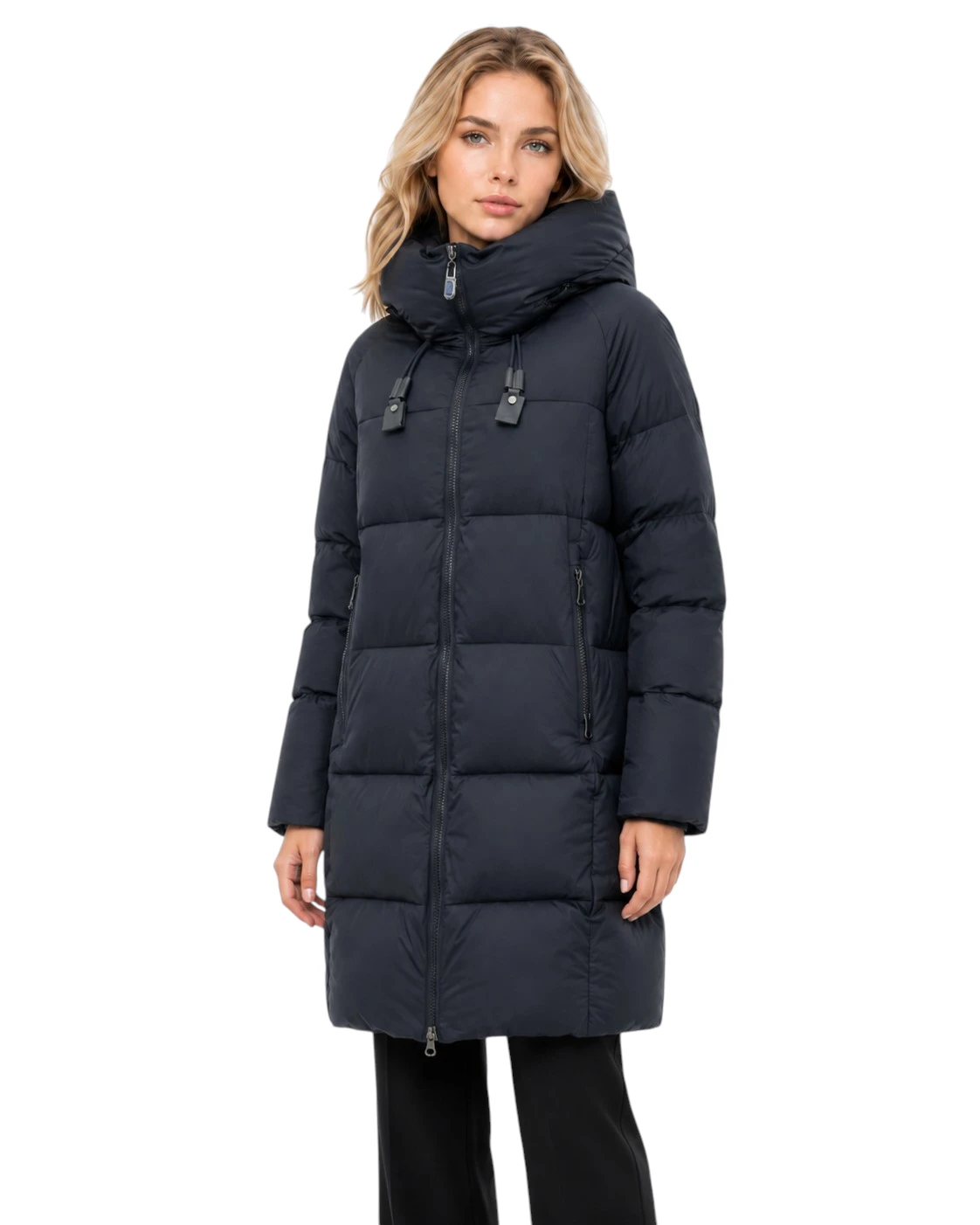 Blaue Steppjacke Lina für Damen mit durchgehendem Reißverschluss