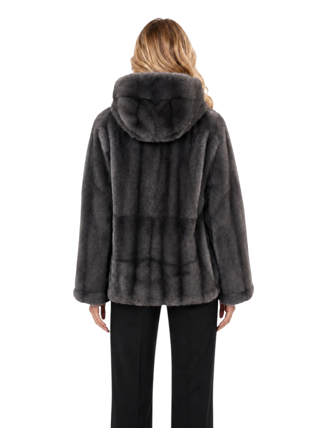 Faux Fur Jacke Klara für Damen in grauer Nerzoptik