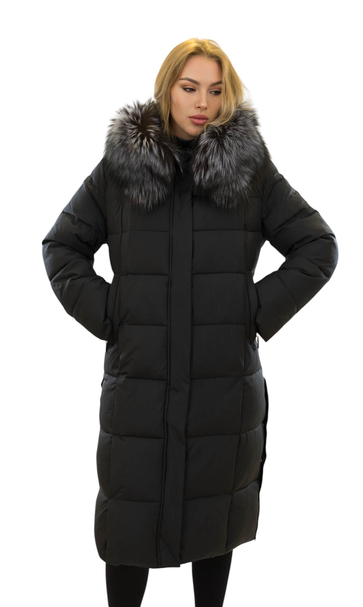 Oddny langer Wintermantel Damen mit Naturpelz