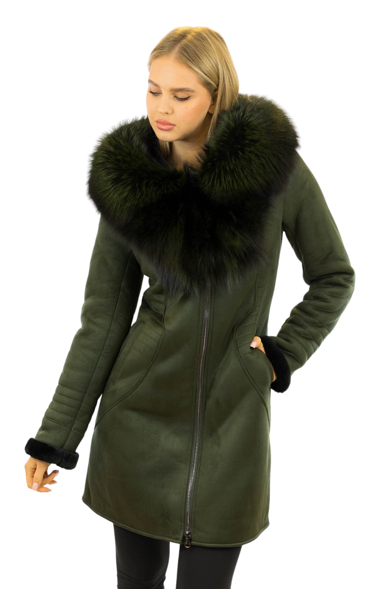 Wintermantel mit Echtpelz Echtfell Silberfuchs Cozywinter