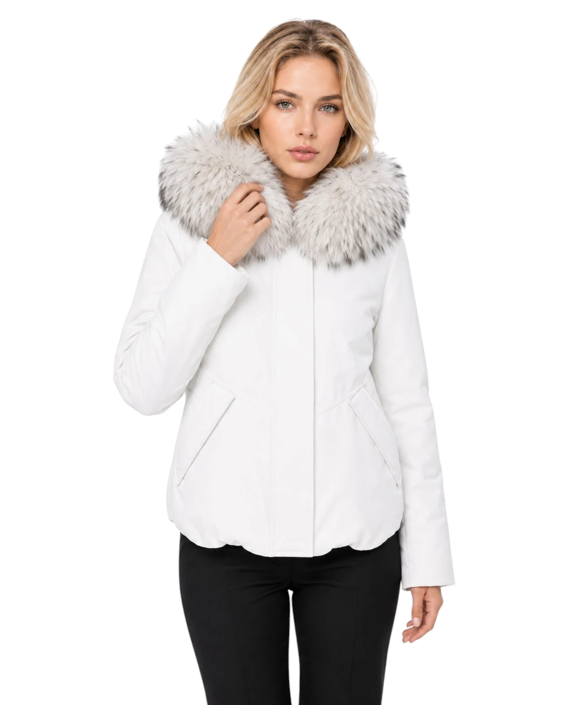 Damen Winterparka Julia in heller Parkaform mit Echtfellkragen
