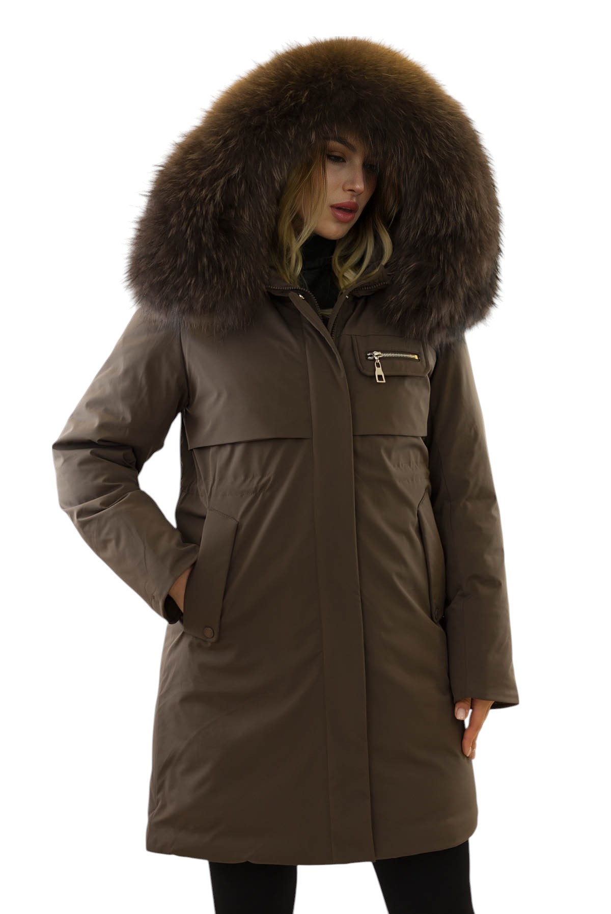 Echtfellparka mit echtem Finnraccoon für kalte Tage