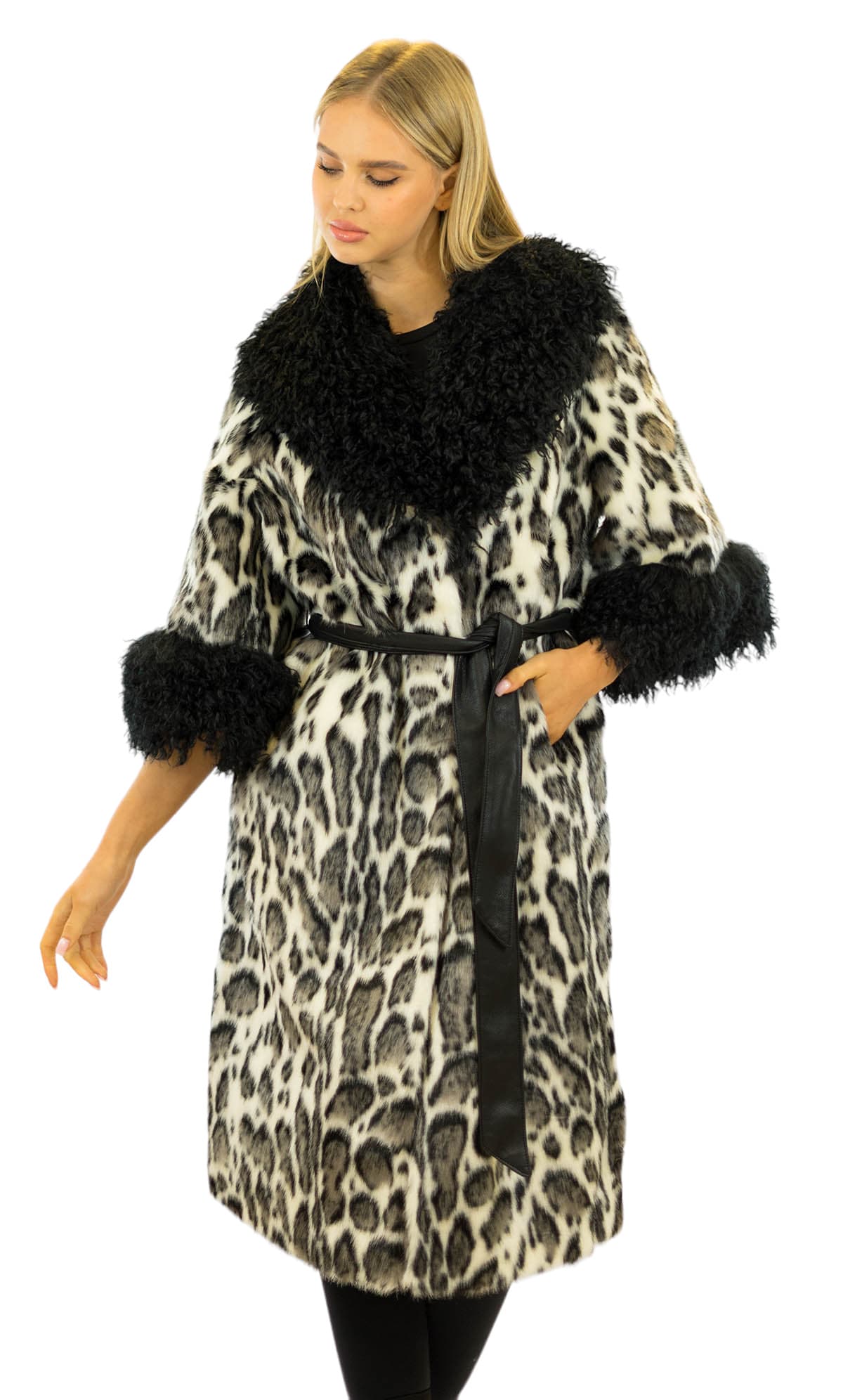 Pelzmantel Leomuster Leomantel Leopard Print Vintage Coat