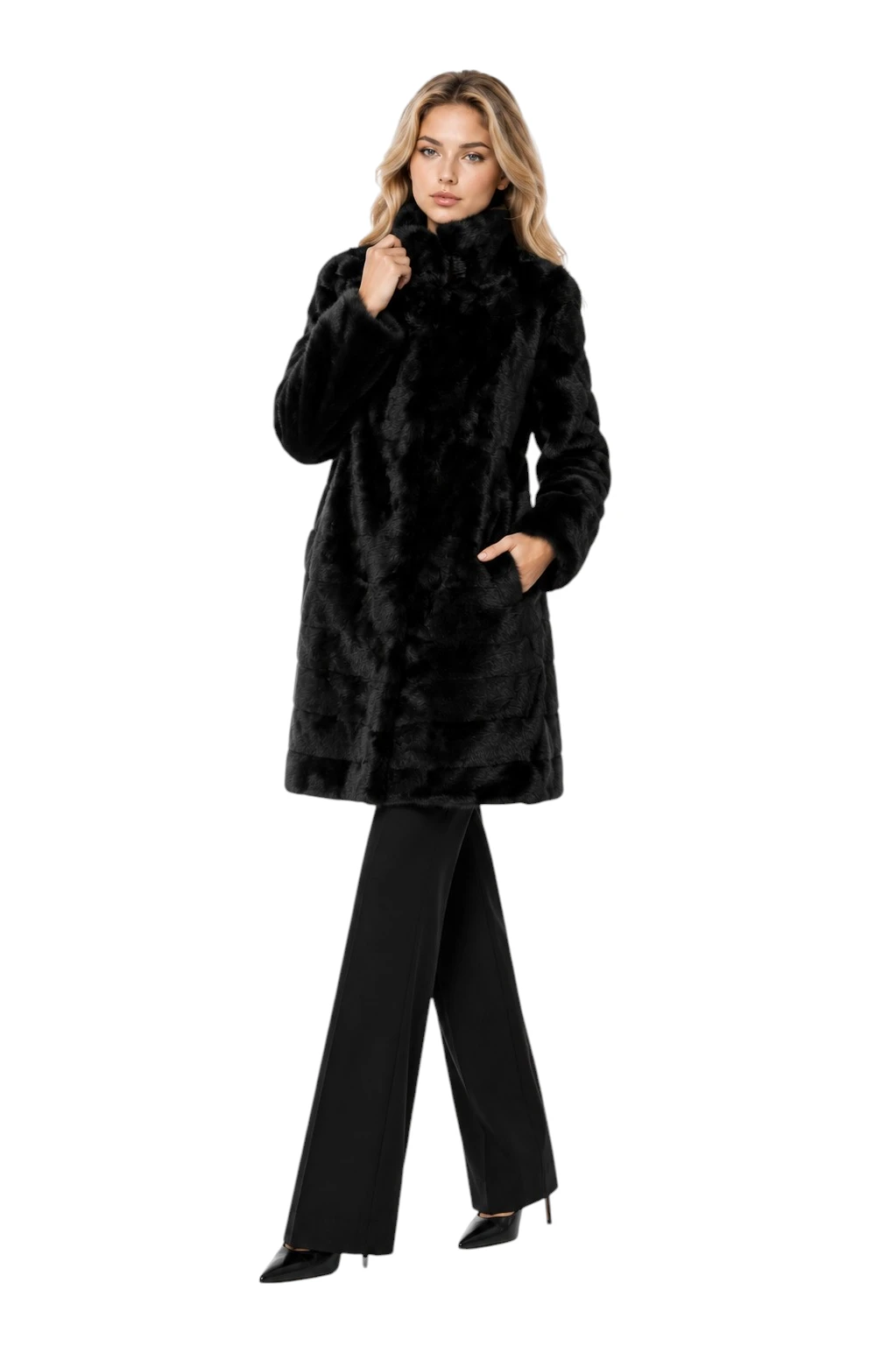 Schwarze Nerzjacke Josefine aus echtem Nerzfell für Damen