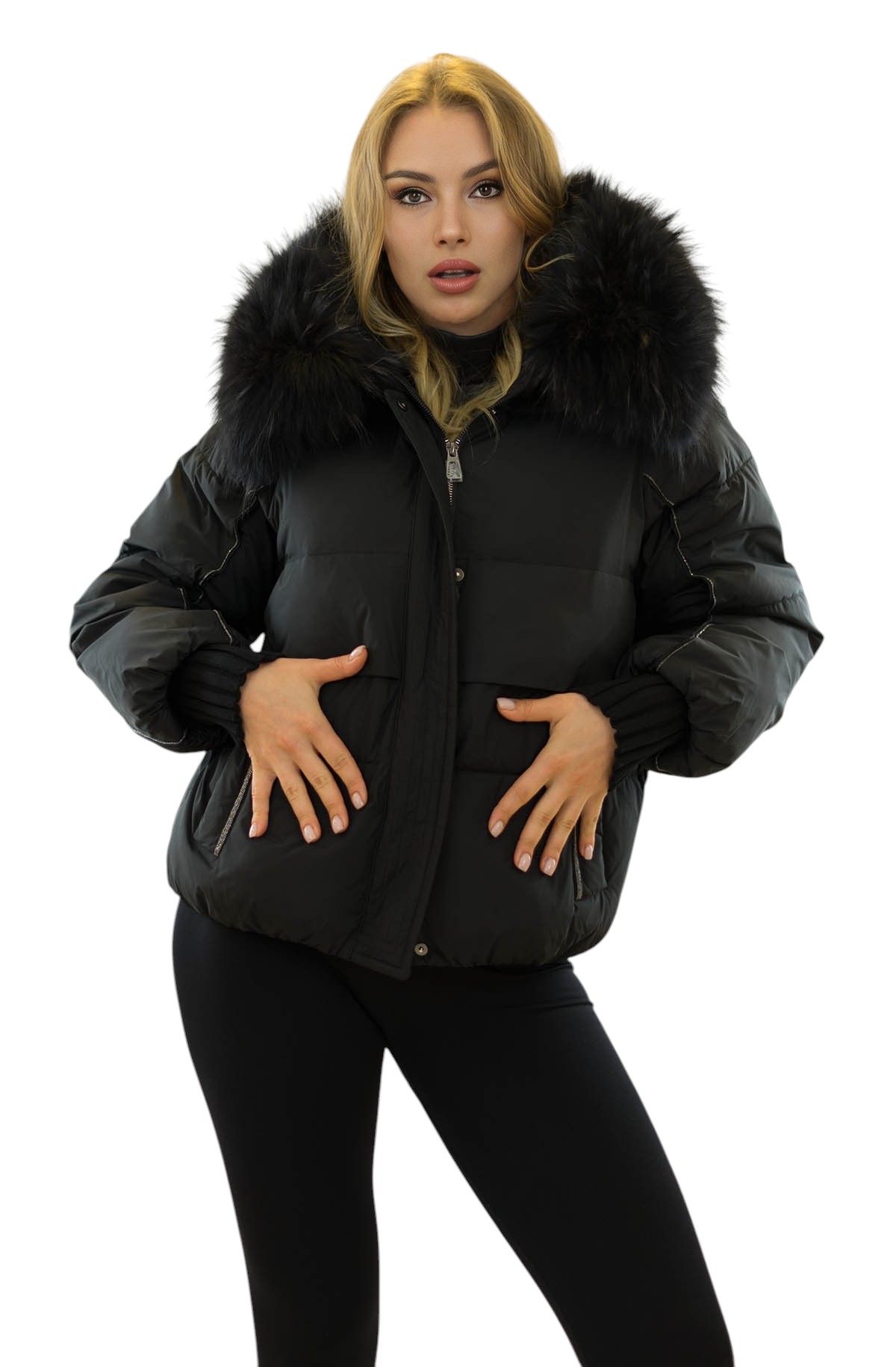 Bomber mit Echtpelz mit Winterfutter