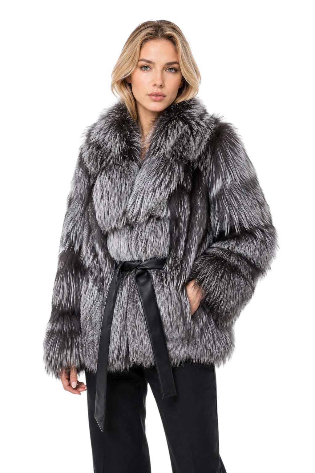 Silberfuchs Pelzjacke Skadi für Damen in hellem Silberton