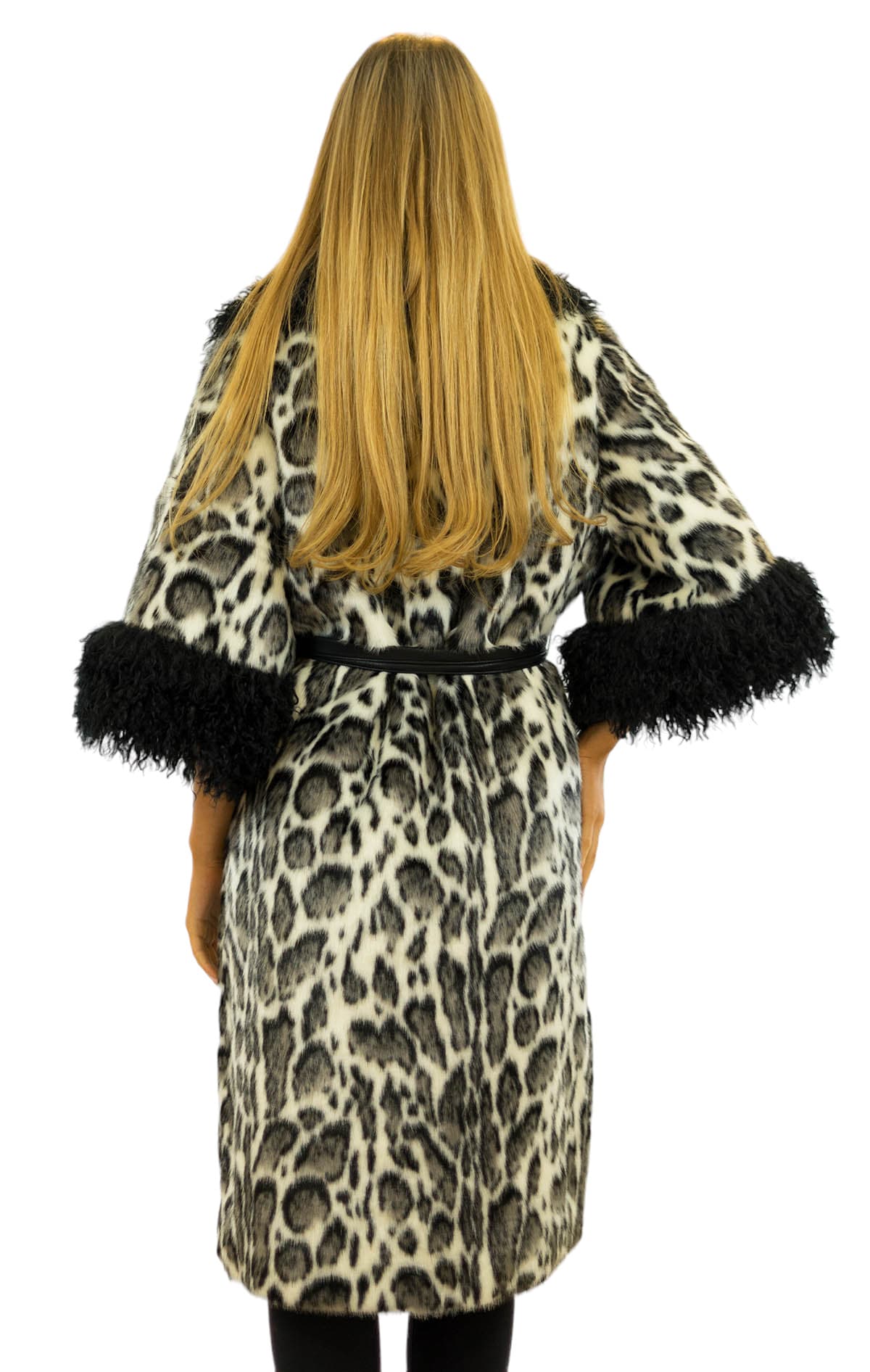 Long Coat Leopard Animal Print Fake Fur Faux Fur Vintage Coat
