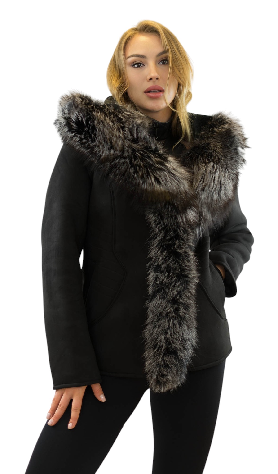 Winterjacke mit Silberfuchs Echtpelz Pelzjacke von Pelzchen