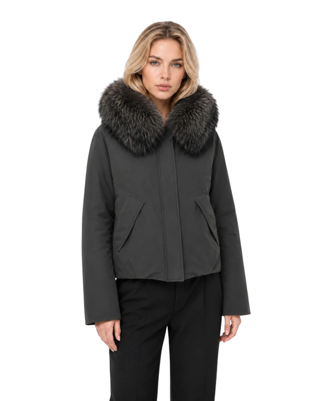Brauner Damenparka Iris mit abnehmbarer Finnraccoon Echtfellkapuze