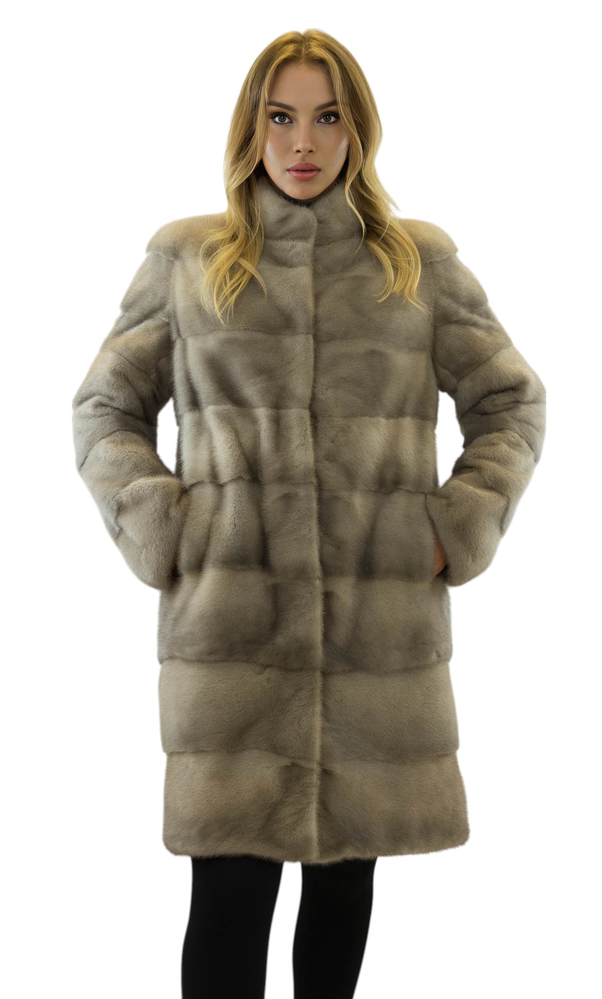 Echtfellmantel Viktoria aus Nerz in Beige