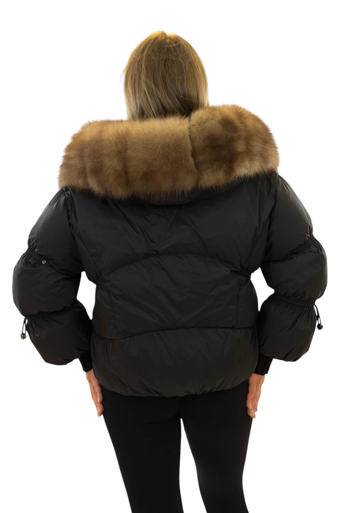 Kurze Winterjacke mit Fuchs Pelz für Damen