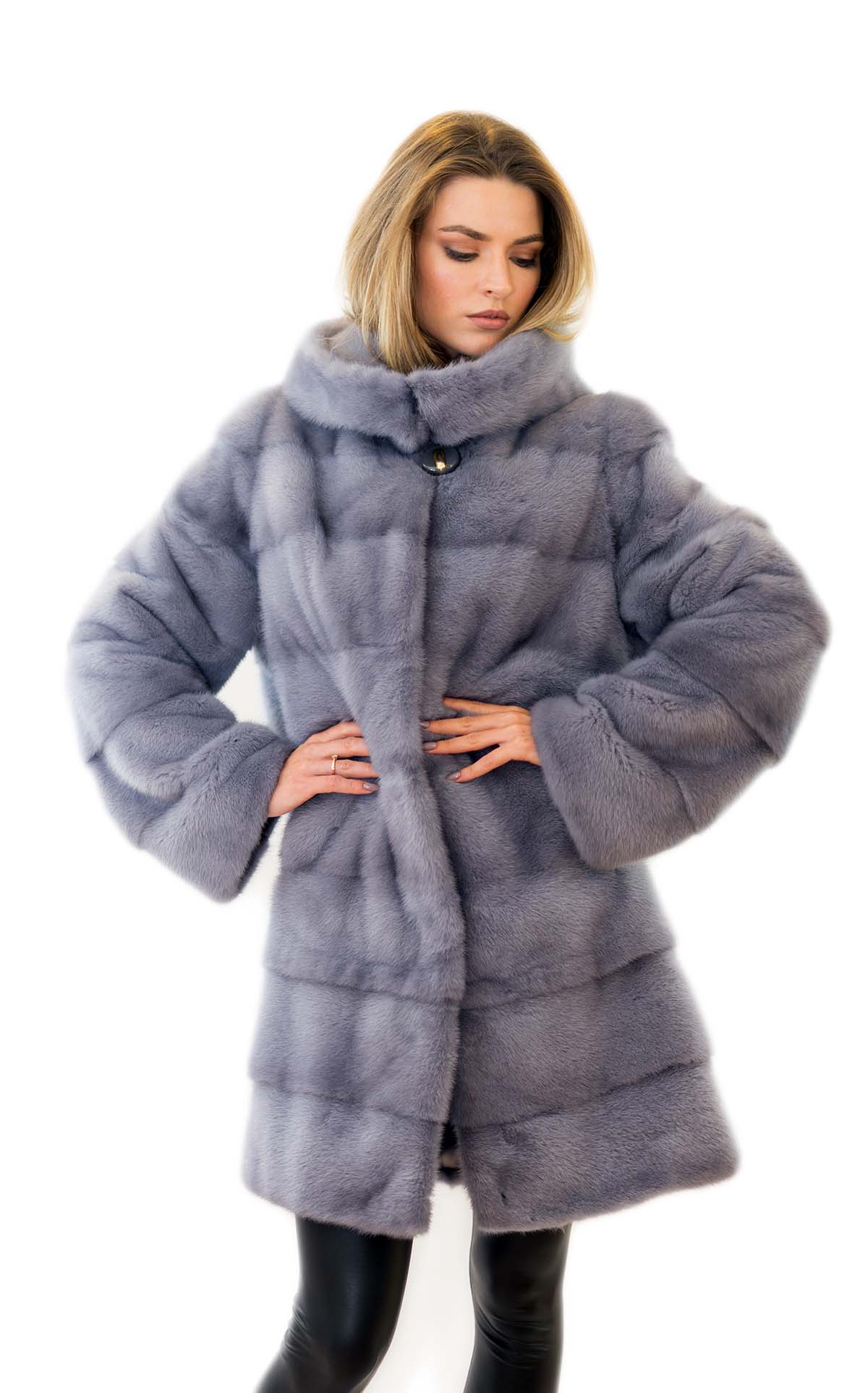 Echtfell Mantel aus Nerz Echtfell Jacke aus Pelz Fell Nerz