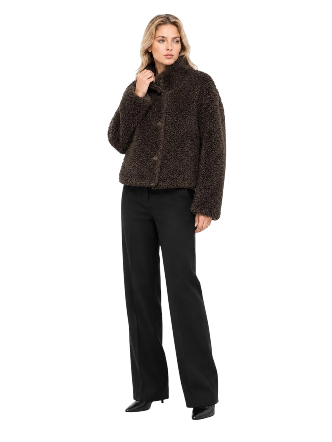 Kurze Damen Wendejacke Valdis mit Teddyfell in Lammfelloptik