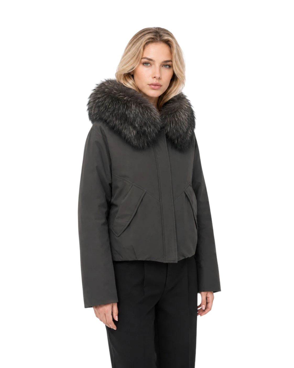 Brauner Damen Echtfellparka Iris mit abnehmbarer Finnraccoon Pelzkapuze