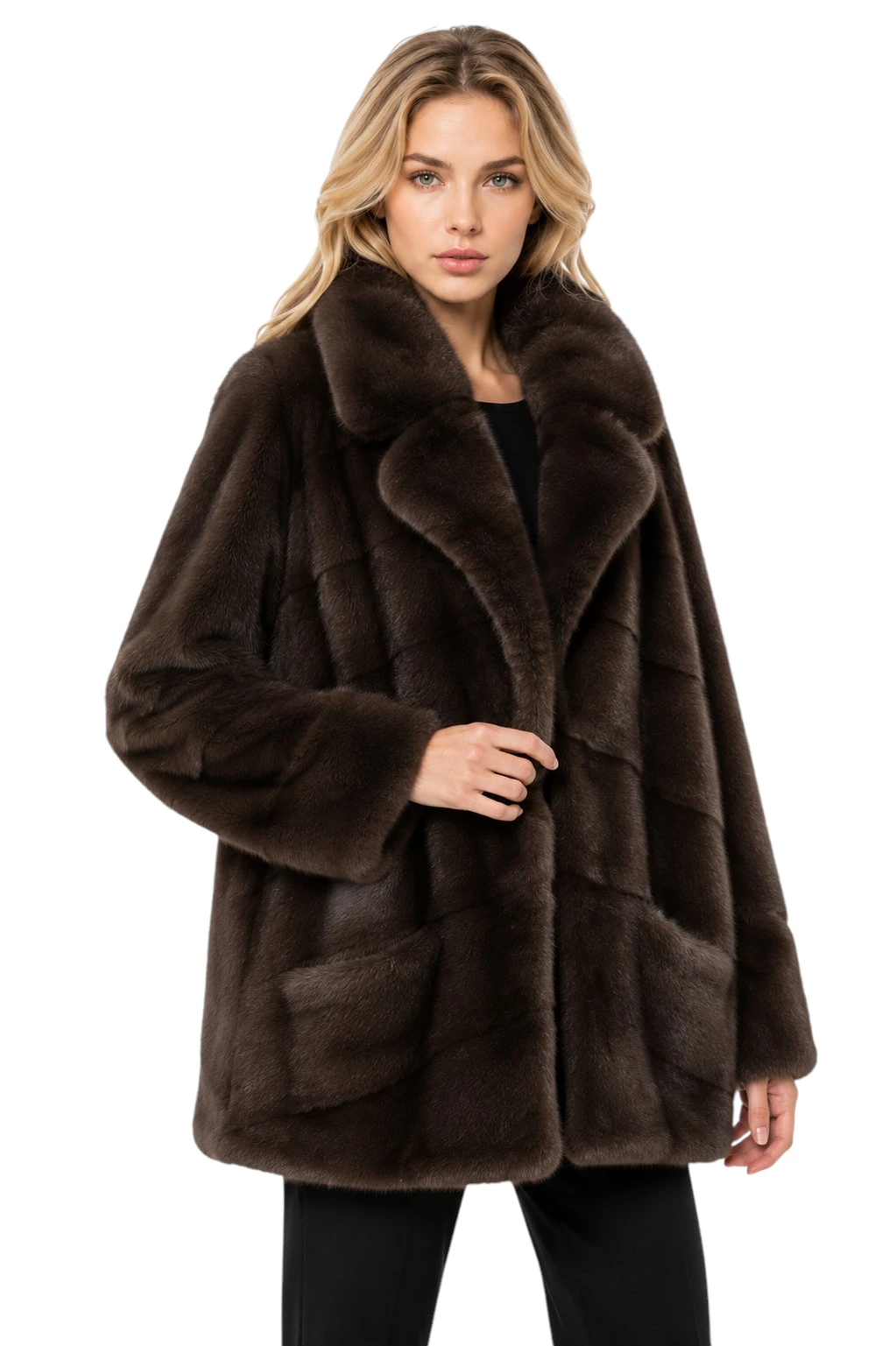 Braune Echtfelljacke Maja für Damen aus hochwertigem Nerz