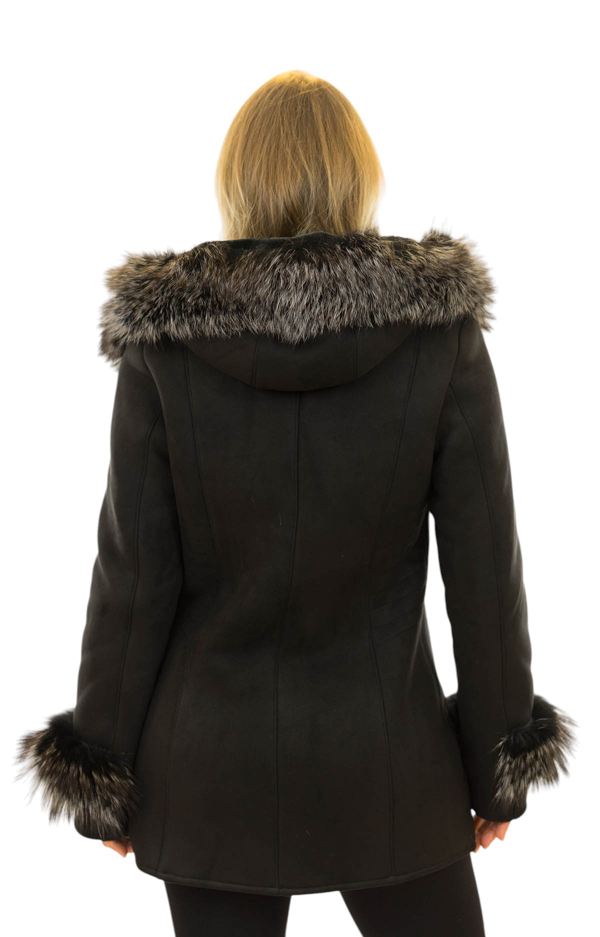 Winterjacke mit Echtfell mit Naturpelz Silberfuchs