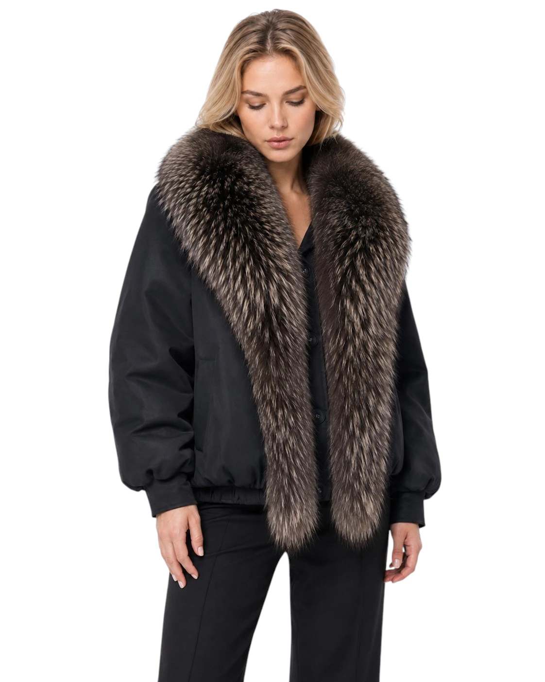 Damenjacke Rikka mit voluminösem Finnraccoon Pelzkragen