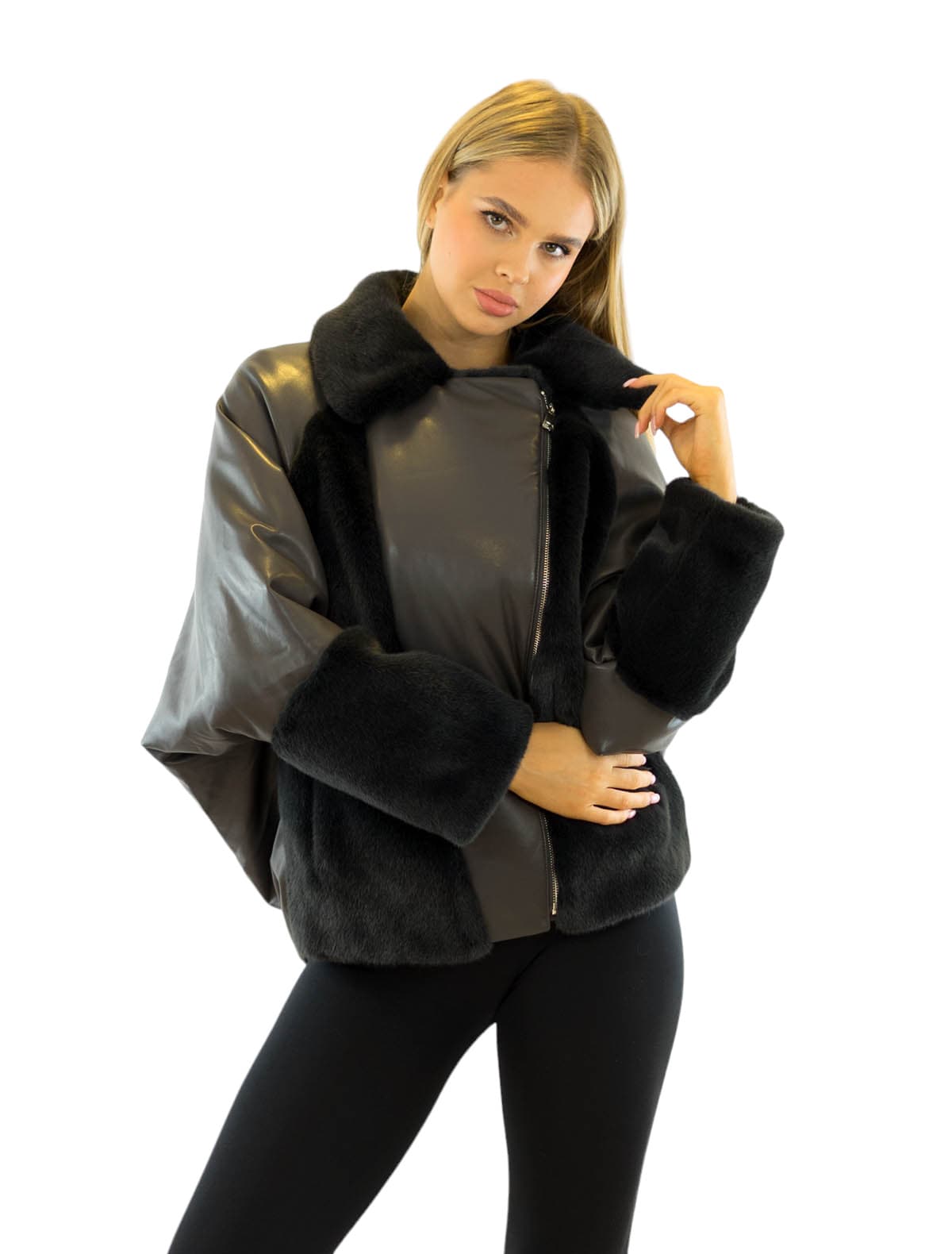 eco leder jacke leatherjacket look faux fur