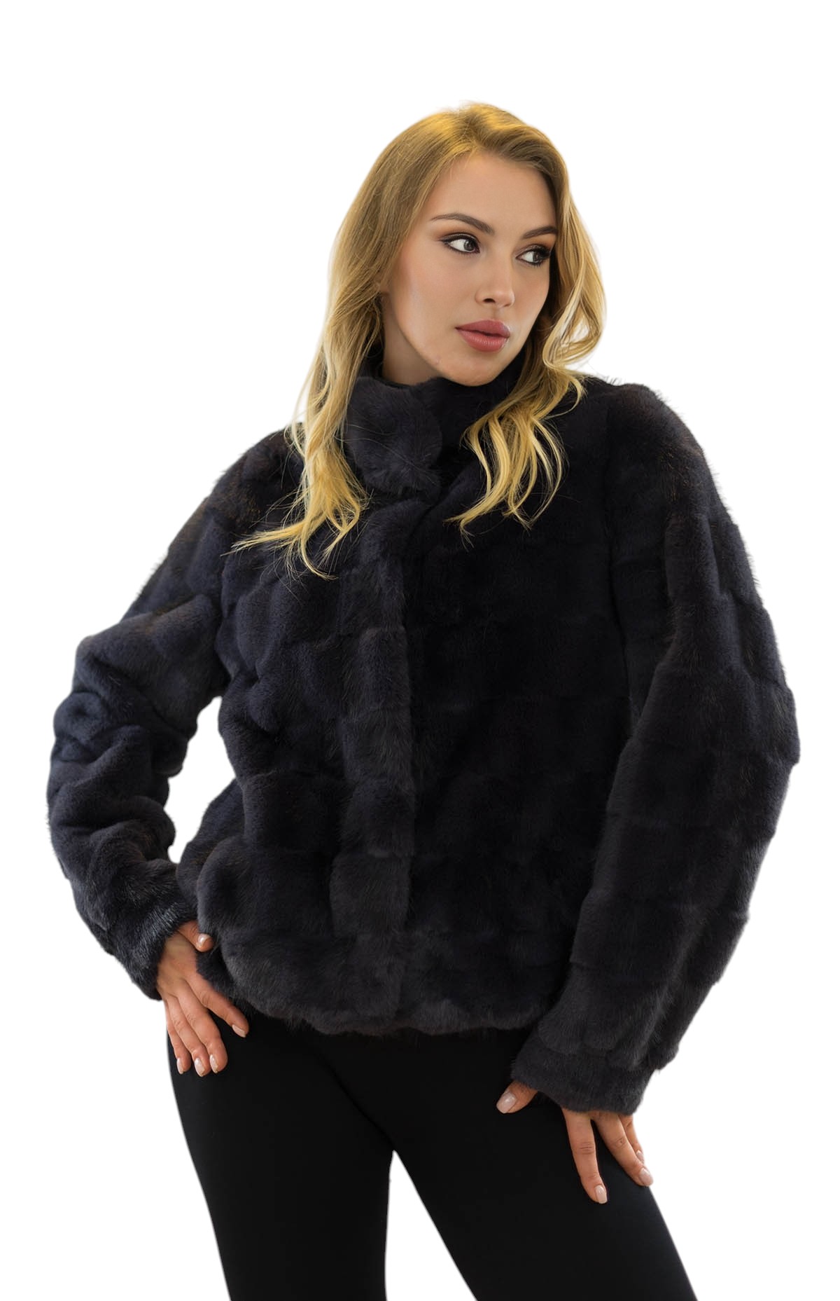 Webpelzjacke Fiona kurze Winterjacke mit taillenkurzem Schnitt