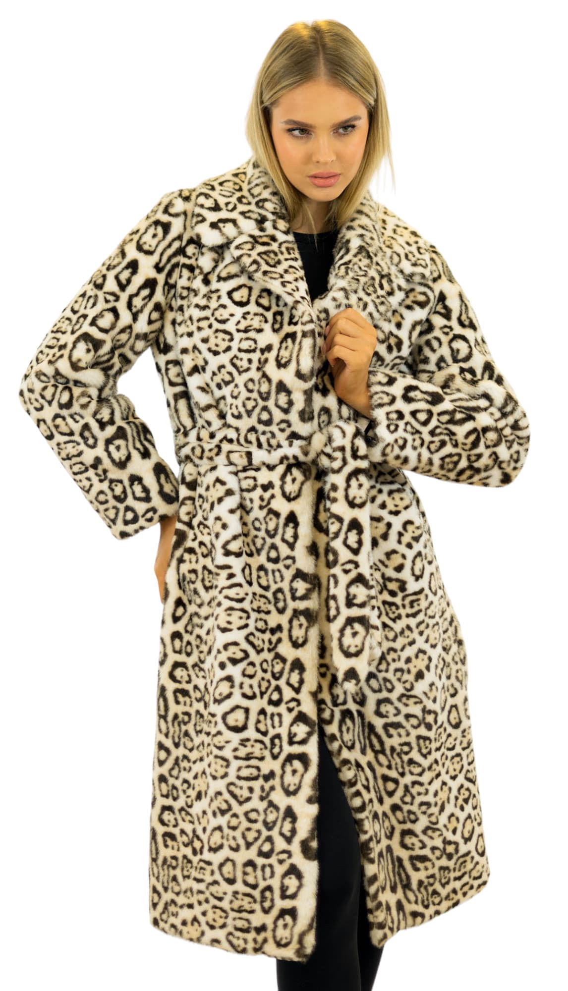 Faux Fur Fashion Leopard Print Kunstpelz Mantel