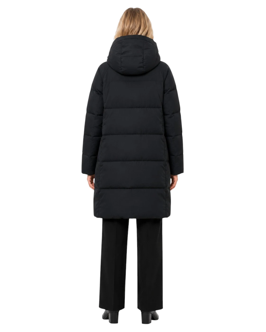 Damen Wintermantel Freja in Schwarz mit Kapuze