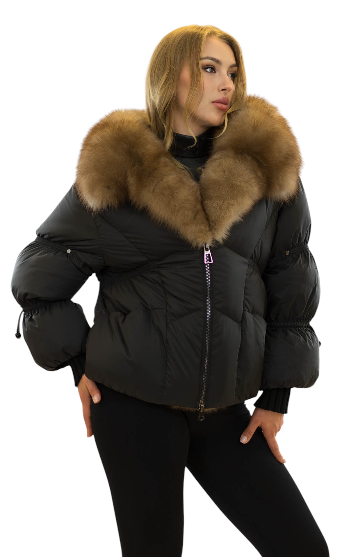 Bomberjacke Echtfelljacke kurz mit Fuchs