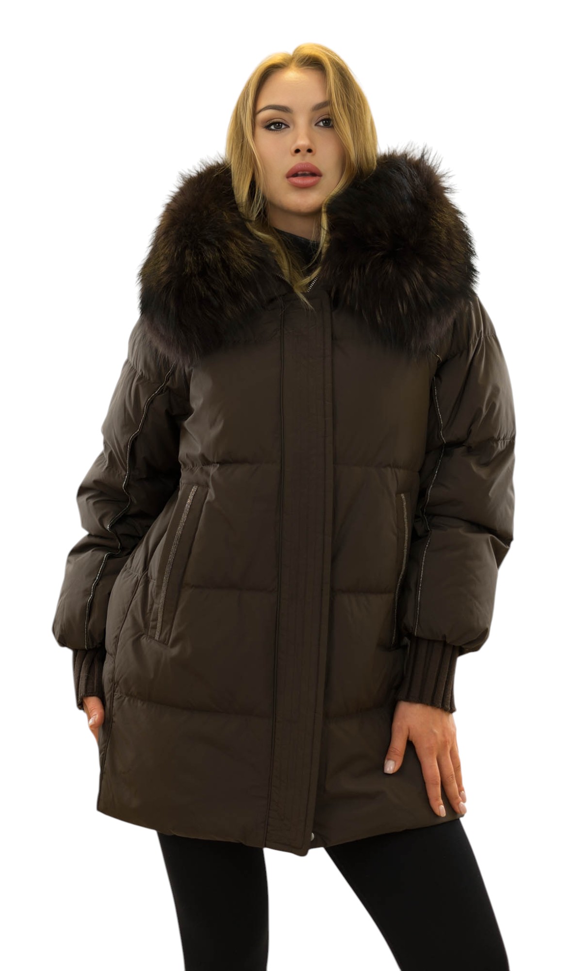 Daunenjacke Mara mit Echtfellkragen für Damen