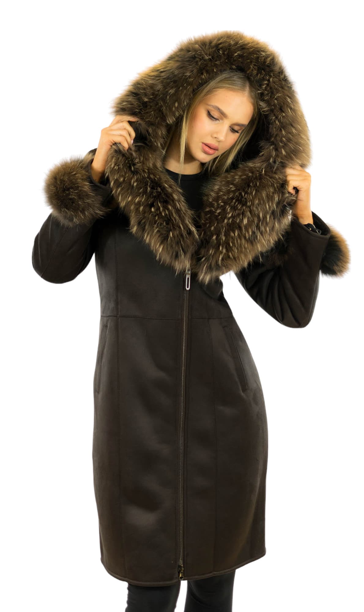 Real Fur Collar Parka with Real Fur