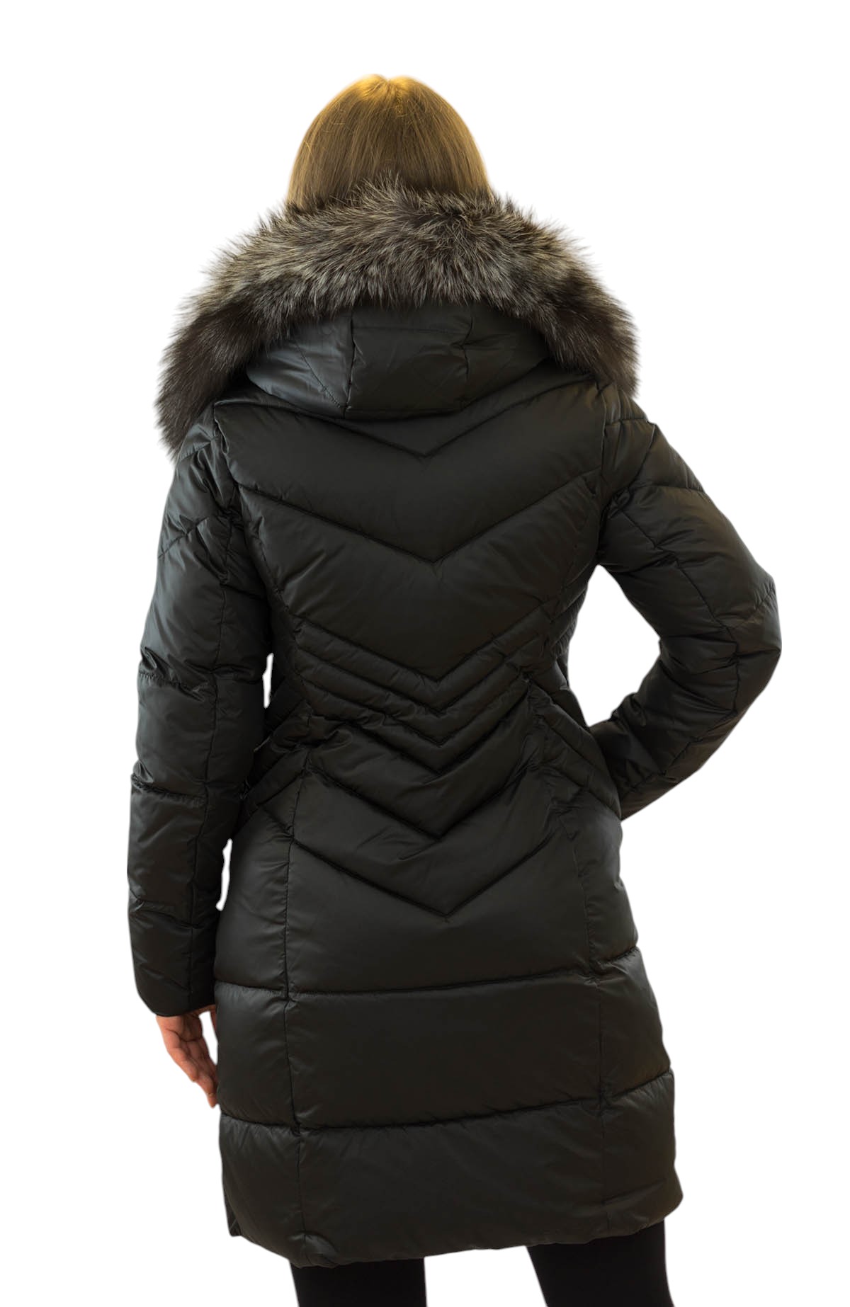Damenparka mit Echtpelz Winterjacke mit Echtfell