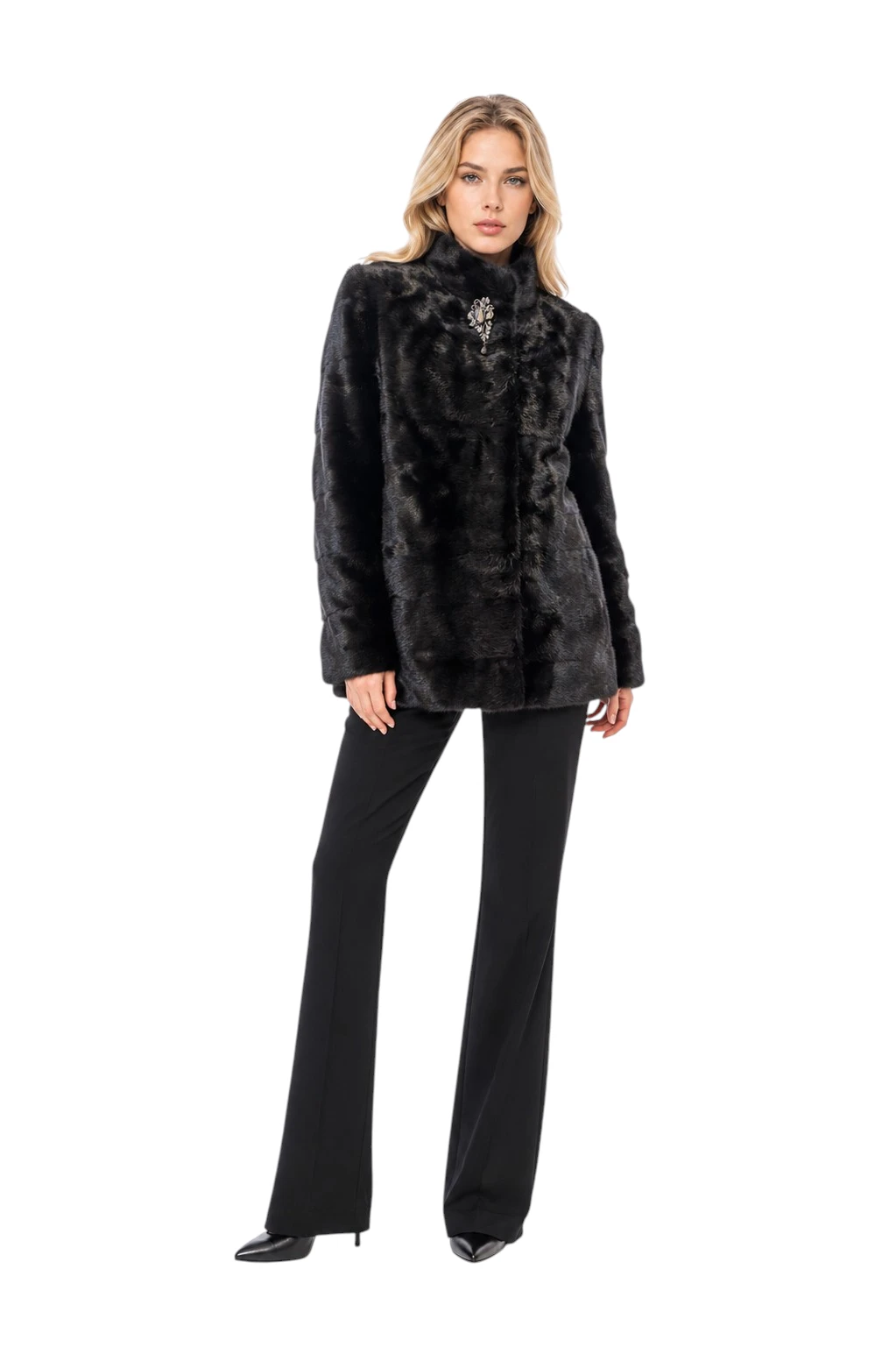 Schwarze Nerzjacke Katja aus echtem Nerzfell für Damen