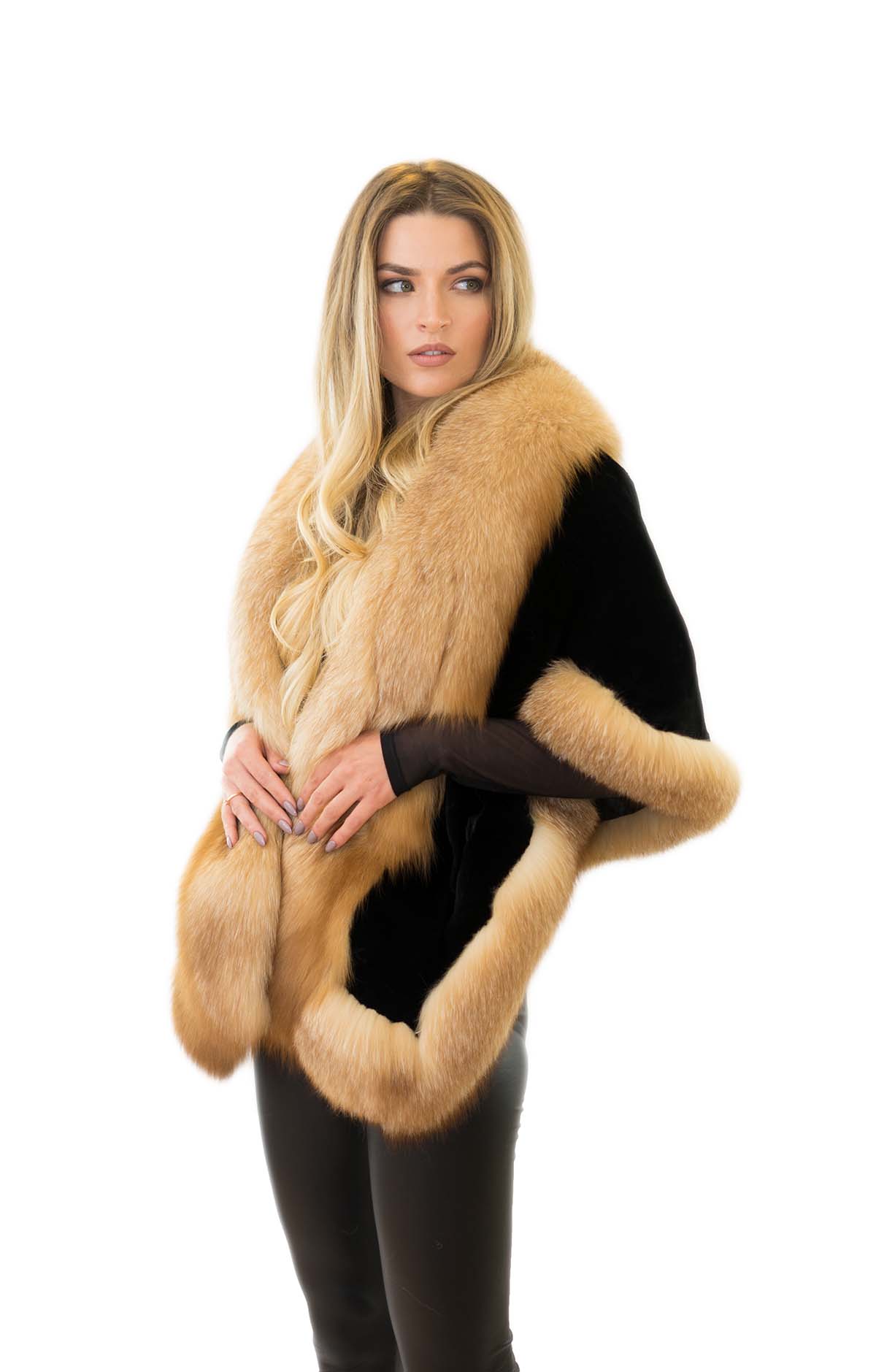Echtfellstola Echtpelz Stola Pelz Stola aus Fuchsfell Pelz Poncho Pelzjacke