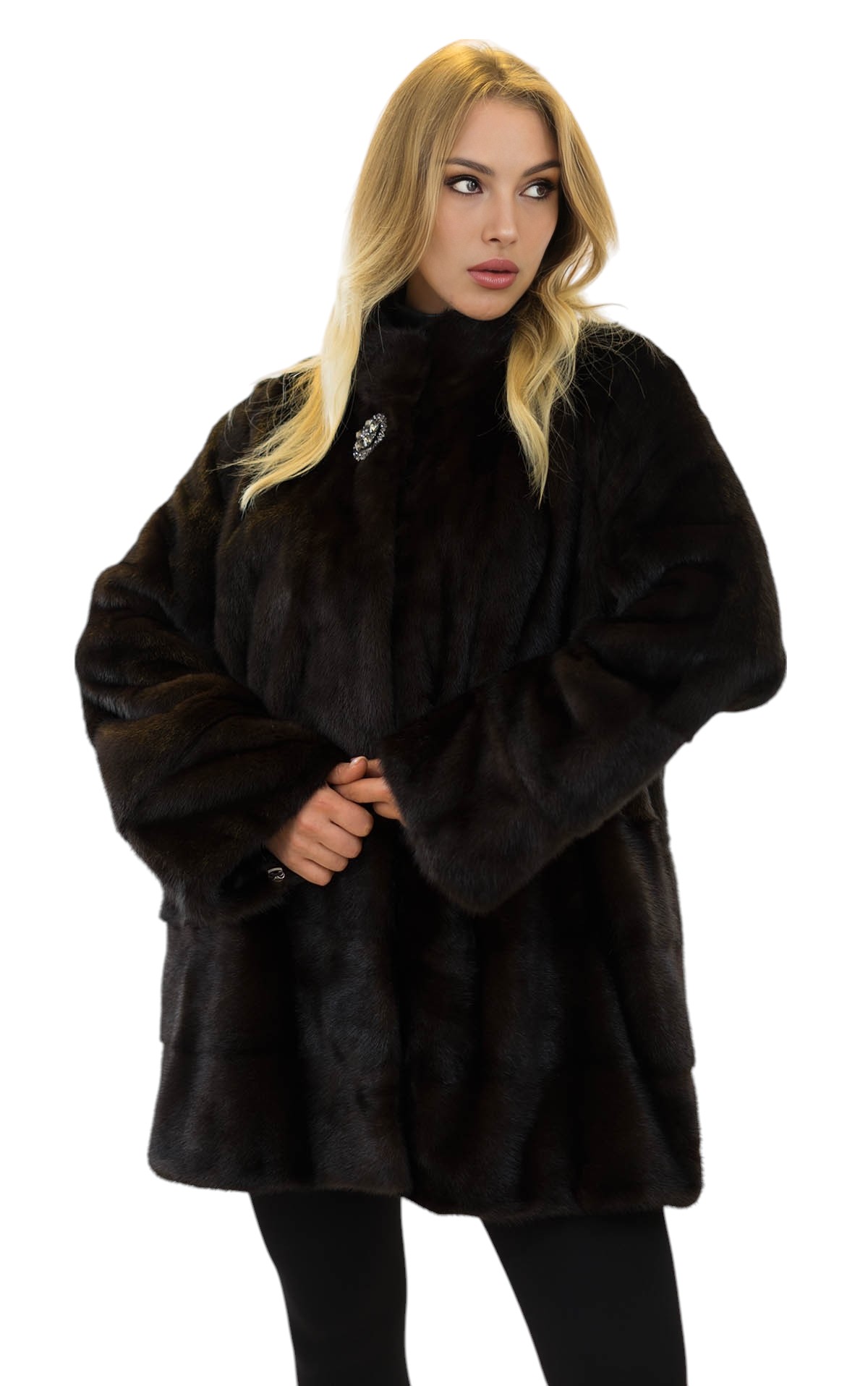 Pelzjacke aus Nerz für Damen Echtfellmantel Natur