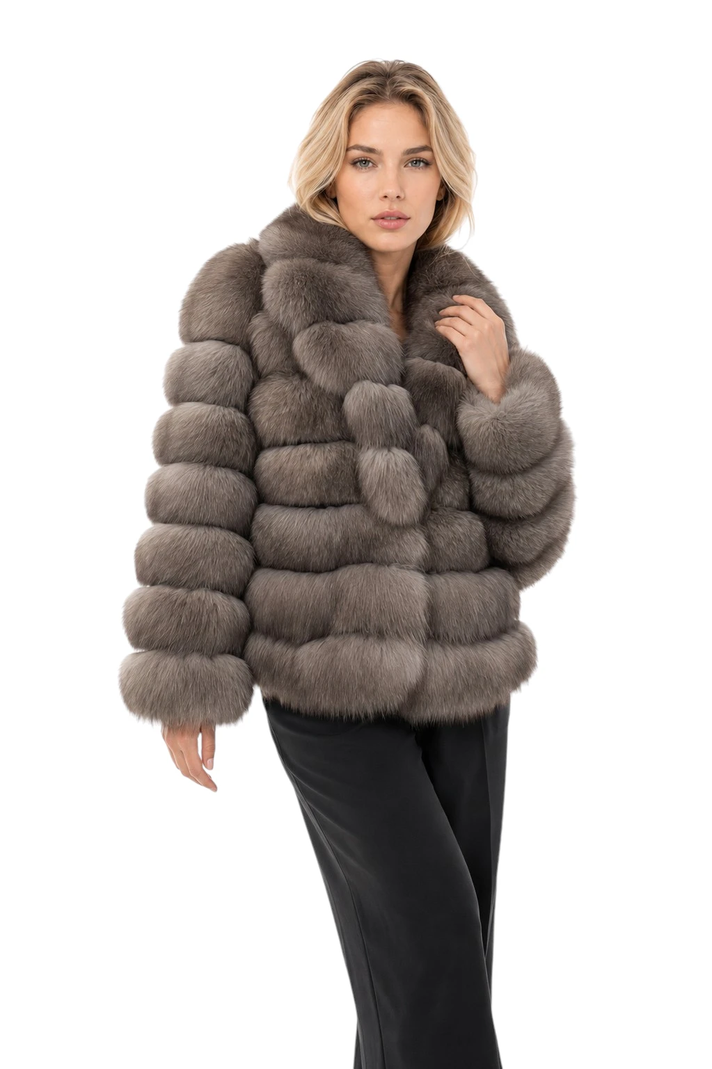 Elegante Damen Fuchsfelljacke Liv in beige Naturfarbe