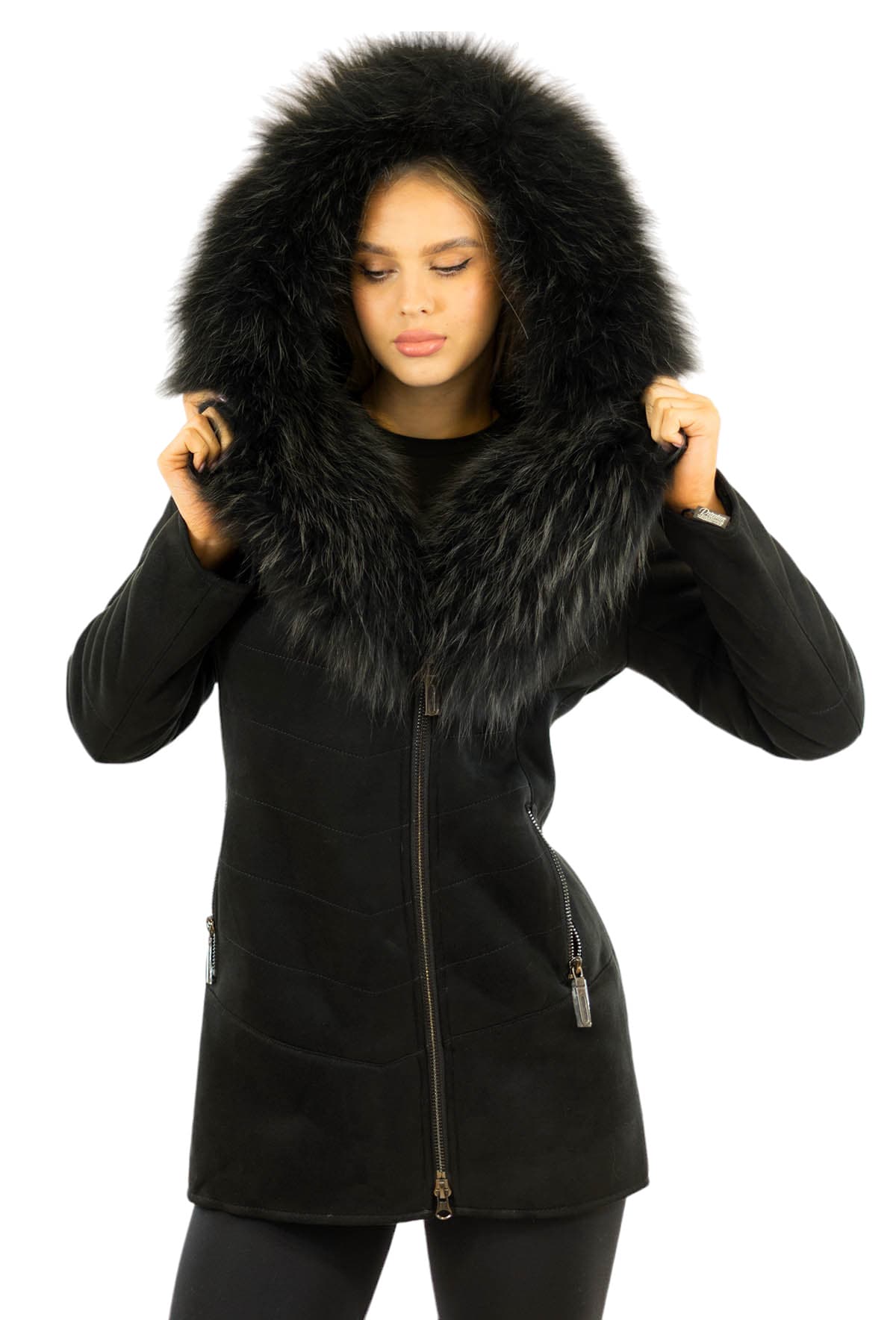 Winterjacke mit Echtpelz Echfell Kragen Finnraccoon