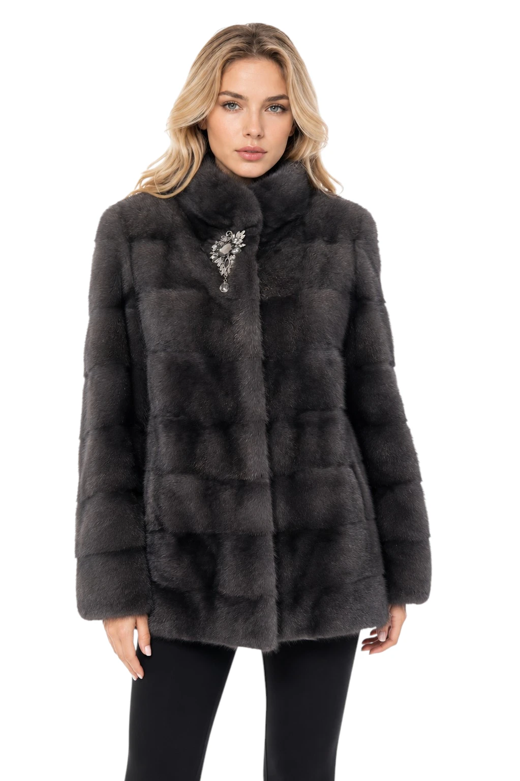 Nerzjacke Olivia für Damen mit 3/4-Arm und abnehmbaren Ärmeln