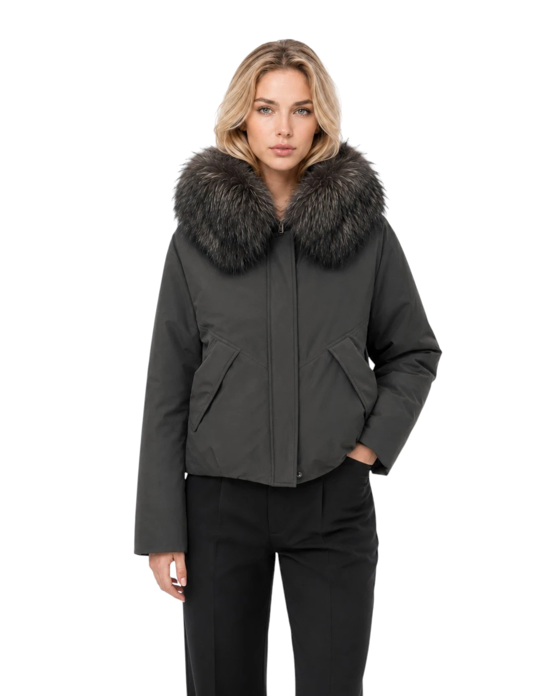 Brauner Damen Echtfellparka „Iris“ mit abnehmbarer Finnraccoon Pelzkapuze