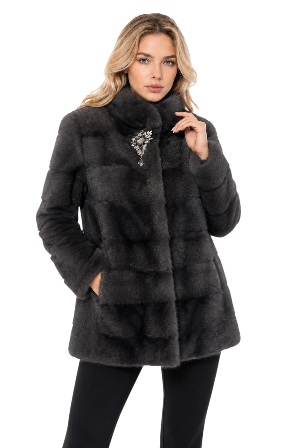 Damen Nerzmantel „Olivia“ aus echtem Nerzfell