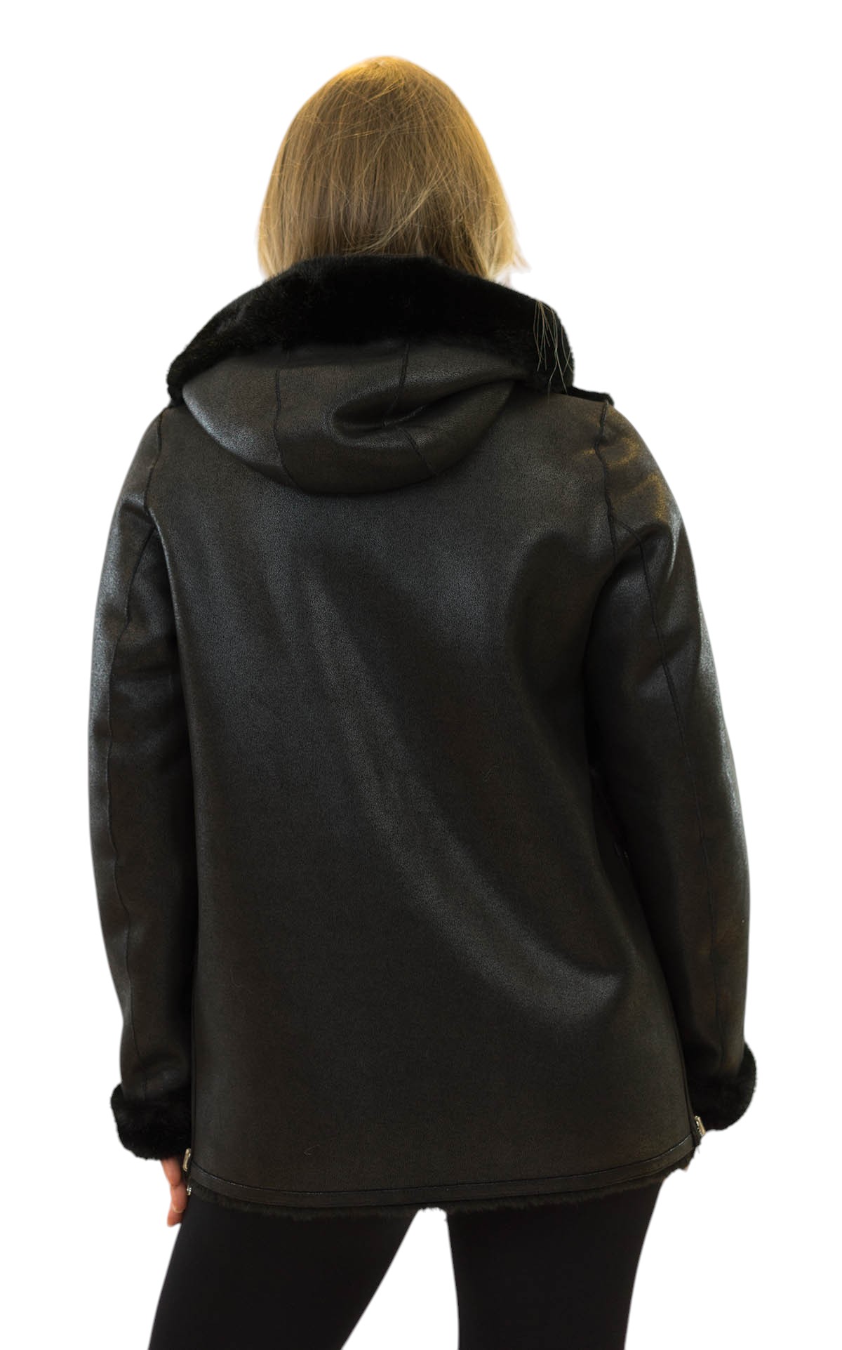Wendejacke „Luisa“ mit Faux Fur in Nerzoptik & Lederlook