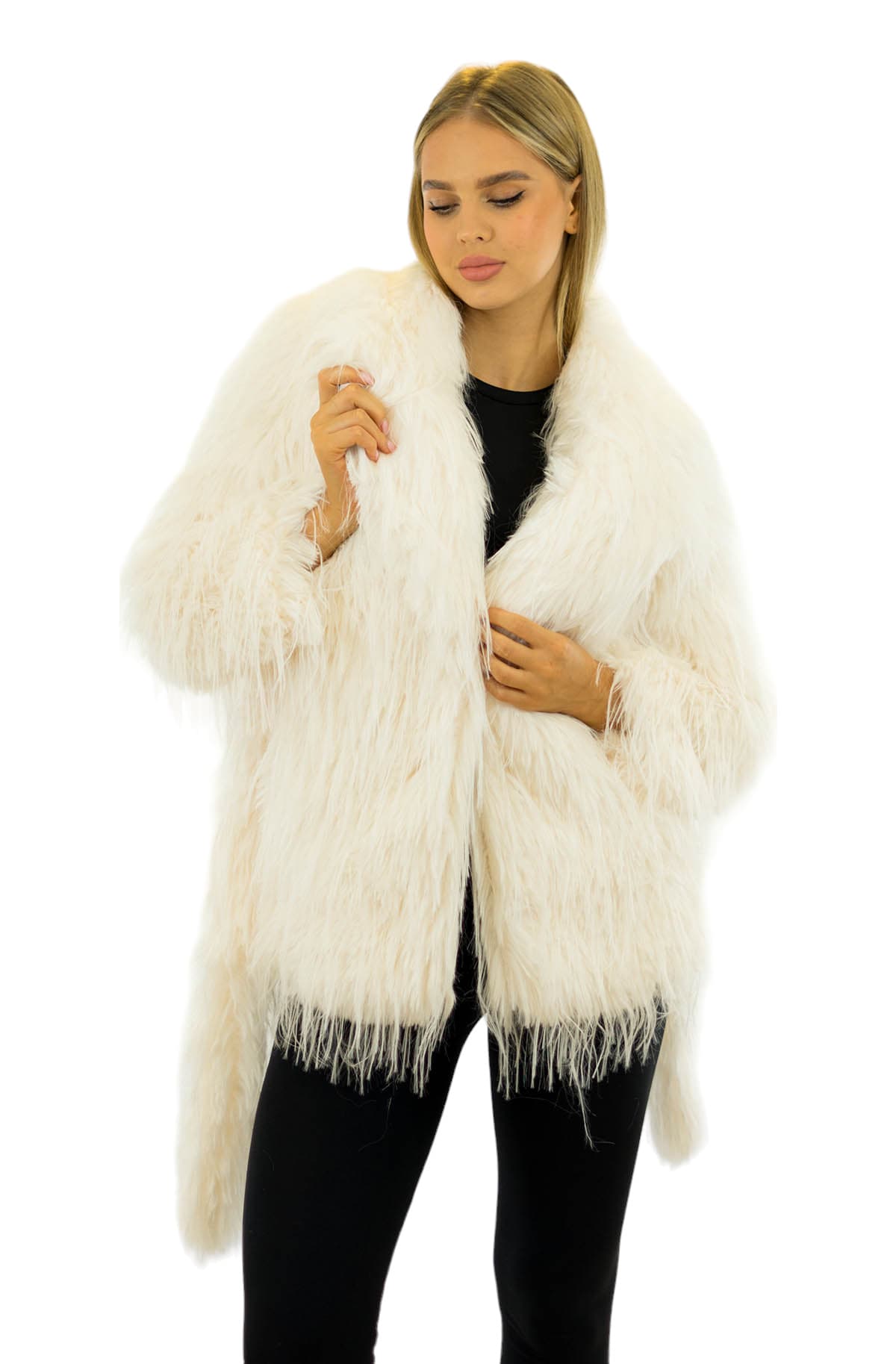 Fake fur Jacke Webpelz Strauß Optik