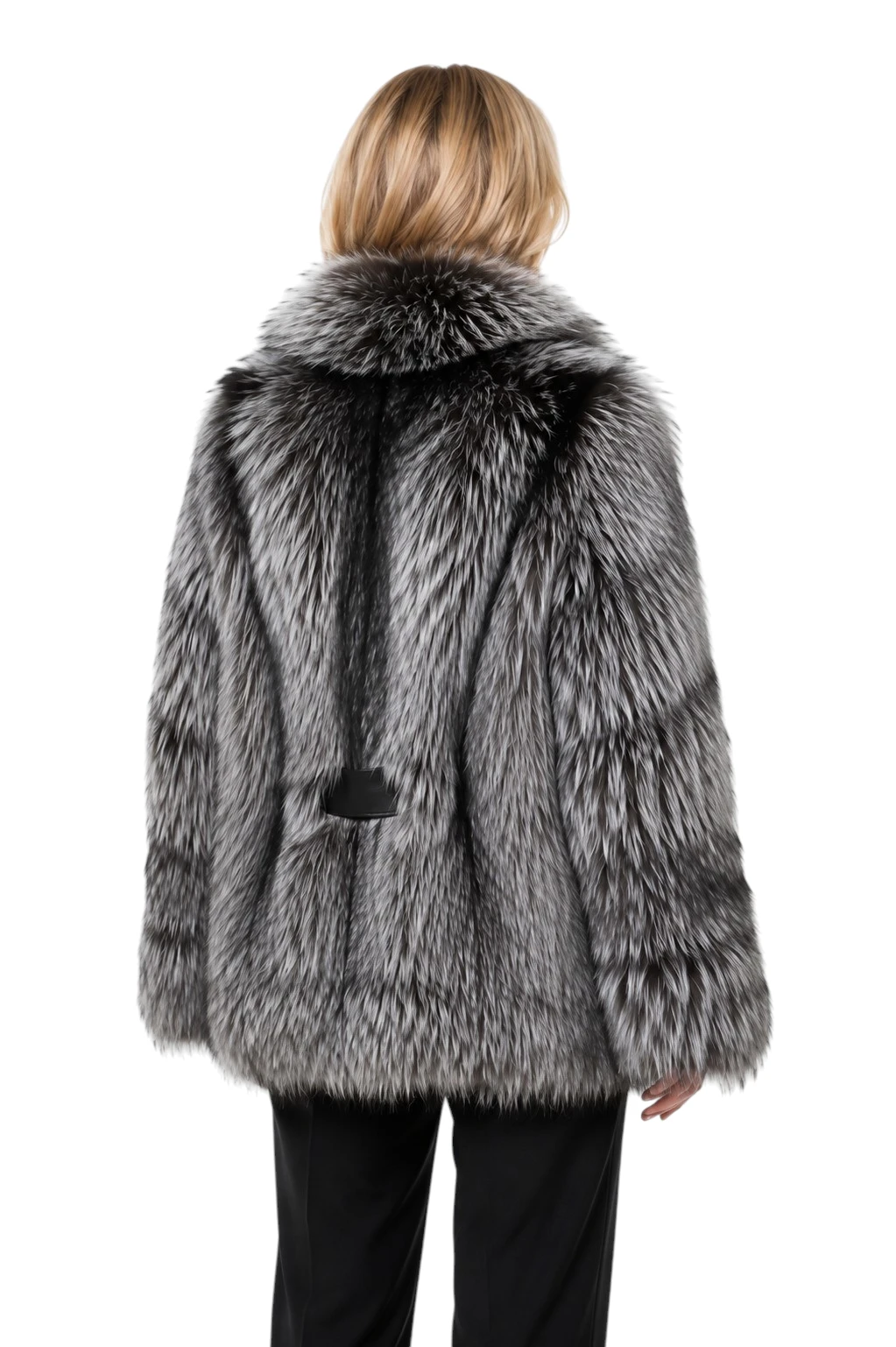 Silberfuchsjacke Skadi mit Gürtel für schmale und große Größen