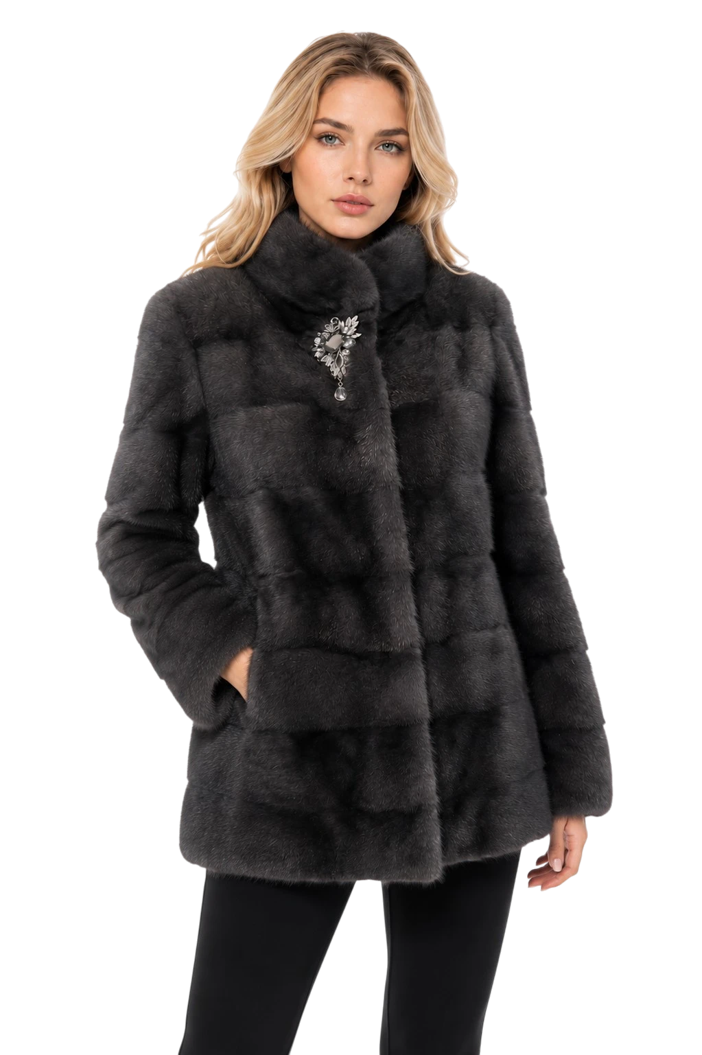 Damen Nerzmantel „Olivia“ aus echtem Nerzfell
